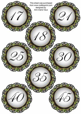 Black Fmk Dotty Doily Numbers 17 to 45 Topper Sheet