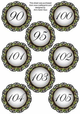 Black Fmk Dotty Doily Numbers 90 to 105 Topper Sheet