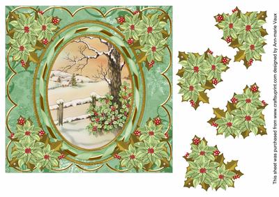 Winter Tale 7in Oval Ribbon Decoupage Topper Sheet