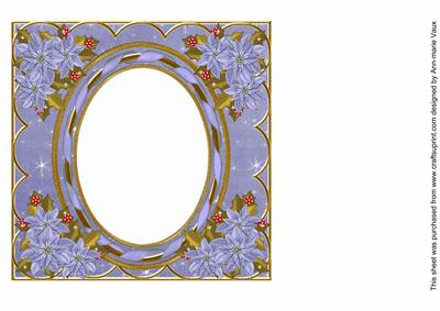 Blue Poinsettia Blue 7in Ribbon Oval Insert Panel