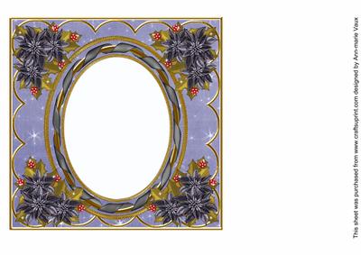 Black Poinsettia Blue 7in Ribbon Oval Insert Panel