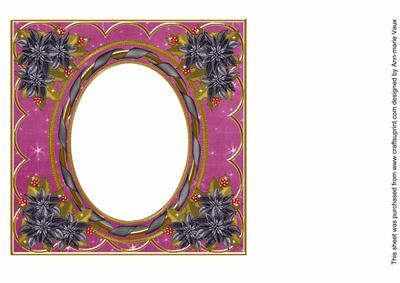 Black Poinsettia Cerise 7in Ribbon Oval Insert Panel