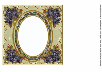 Black Poinsettia Cream 7in Ribbon Oval Insert Panel