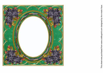 Black Poinsettia Dgreen 7in Ribbon Oval Insert Panel