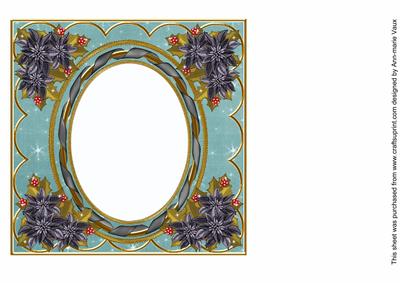 Black Poinsettia Dteal 7in Ribbon Oval Insert Panel