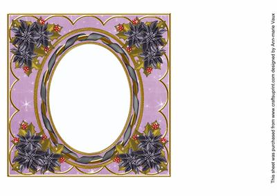 Black Poinsettia Lilac 7in Ribbon Oval Insert Panel