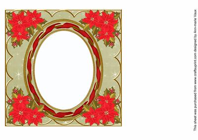 Red Poinsettia Cream 7in Ribbon Oval Insert Panel