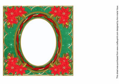 Red Poinsettia Dgreen 7in Ribbon Oval Insert Panel