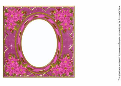 Cerise Poinsettia Cerise 7in Ribbon Oval Insert Panel