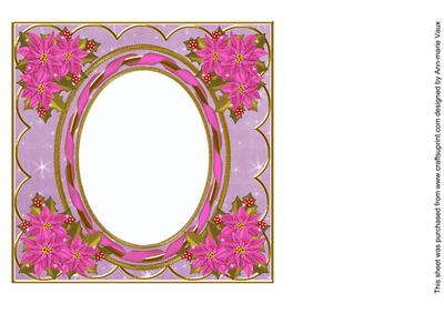 Cerise Poinsettia Lilac 7in Ribbon Oval Insert Panel