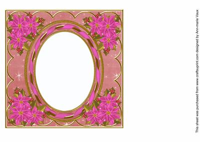 Cerise Poinsettia Pink 7in Ribbon Oval Insert Panel