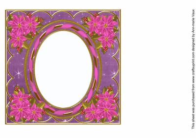 Cerise Poinsettia Purple 7in Ribbon Oval Insert Panel