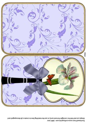 Blue Iris Oriental Hand Fan Card
