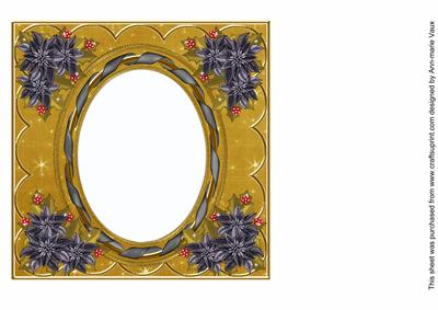 Black Poinsettia Gold 7in Ribbon Oval Insert Panel