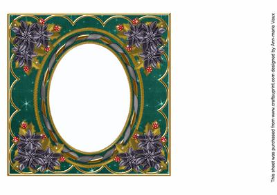 Black Poinsettia Peacock 7in Ribbon Oval Insert Panel