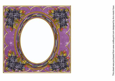 Black Poinsettia Purple 7in Ribbon Oval Insert Panel