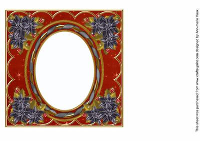 Black Poinsettia Sunrise 7in Ribbon Oval Insert Panel
