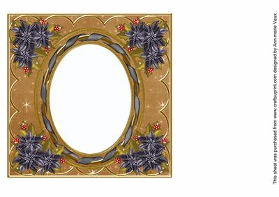 Black Poinsettia Vtea 7in Ribbon Oval Insert Panel