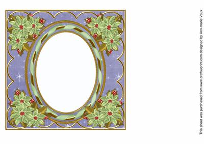 Mint Poinsettia Blue 7in Ribbon Oval Insert Panel