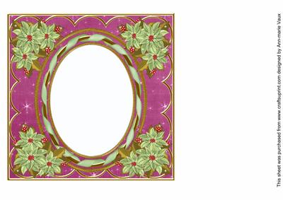 Mint Poinsettia Cerise 7in Ribbon Oval Insert Panel