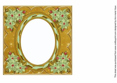 Mint Poinsettia Gold 7in Ribbon Oval Insert Panel