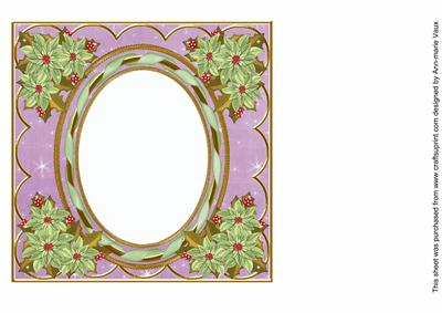 Mint Poinsettia Lilac 7in Ribbon Oval Insert Panel