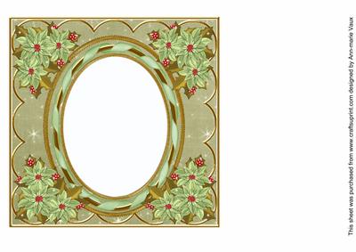 Mint Poinsettia Olive 7in Ribbon Oval Insert Panel