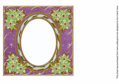 Mint Poinsettia Purple 7in Ribbon Oval Insert Panel