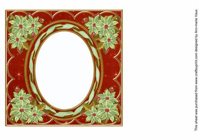 Mint Poinsettia Sunrise 7in Ribbon Oval Insert Panel