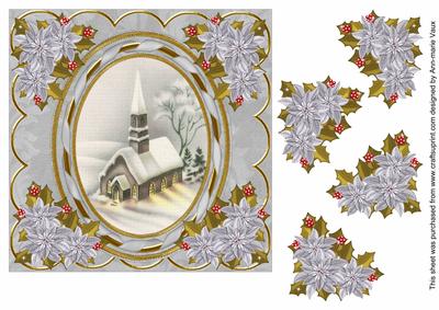 Church Lights on 7in Oval Ribbon Decoupage Topper Sheet