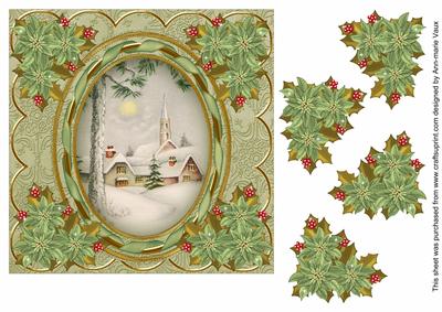 Winter Pub 7in Oval Ribbon Decoupage Topper Sheet
