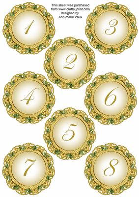 Gold Fmk Dotty Doily Numbers 1 to 8 Topper Sheet