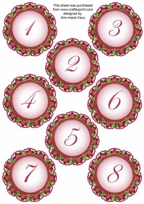 Hot Pink Fmk Dotty Doily Numbers 1 to 8 Topper Sheet