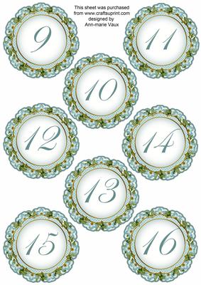 Dteal Fmk Dotty Doily Numbers 9 to 16 Topper Sheet