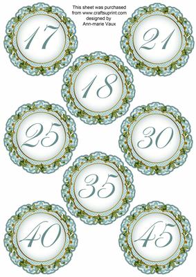 Dteal Fmk Dotty Doily Numbers 17 to 45 Topper Sheet