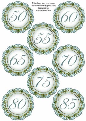 Dteal Fmk Dotty Doily Numbers 50 to 85 Topper Sheet