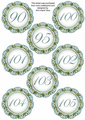 Dteal Fmk Dotty Doily Numbers 90 to 105 Topper Sheet