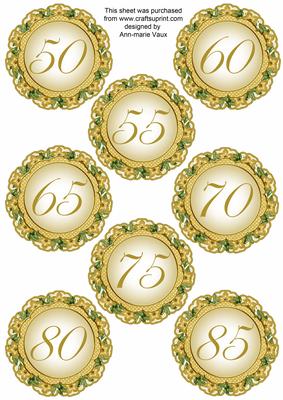 Gold Fmk Dotty Doily Numbers 50 to 85 Topper Sheet