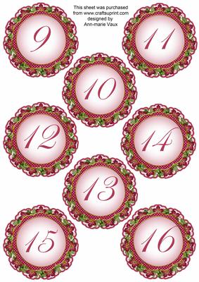Hot Pink Fmk Dotty Doily Numbers 9 to 16 Topper Sheet