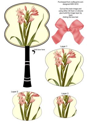 Mini Gladdioli Oriental Hand Fan Toppers Step by Step