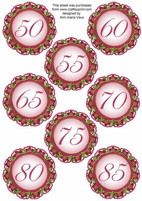 Hot Pink Fmk Dotty Doily Numbers 50 to 85 Topper Sheet