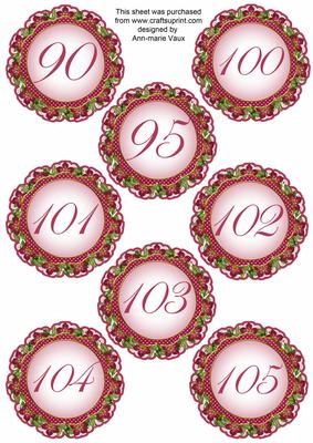 Hot Pink Fmk Dotty Doily Numbers 90 to 105 Topper Sheet