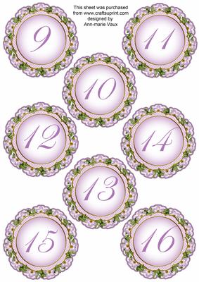 Lilac Fmk Dotty Doily Numbers 9 to 16 Topper Sheet
