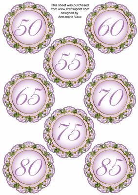 Lilac Fmk Dotty Doily Numbers 50 to 85 Topper Sheet