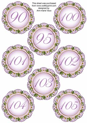 Lilac Fmk Dotty Doily Numbers 90 to 105 Topper Sheet