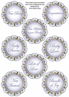 Blue Magnolia Doily Baby Mix Sentiment Sheet