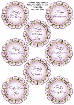 Lilac Magnolia Doily Happy Everything Mix Sentiment Sheet