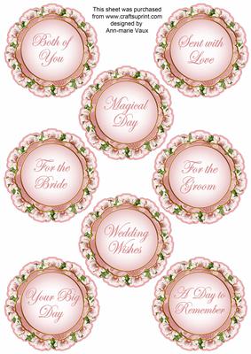 Pink Magnolia Doily Wedding Mix Sentiment Sheet