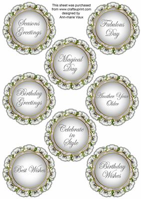 Silver Magnolia Doily Birthday Mix Sentiment Sheet