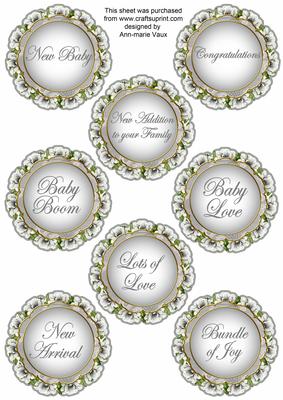 Silver Magnolia Doily Baby Mix Sentiment Sheet